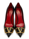 V Logo Signature Smooth Leather Pumps Heels Black - VALENTINO - BALAAN 2