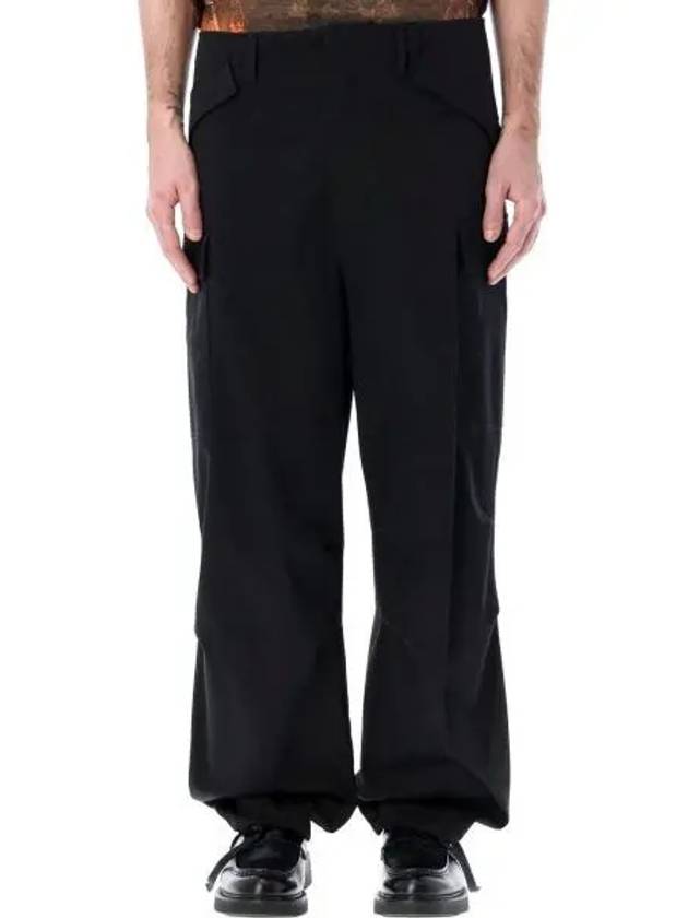 Gabardine Cargo Cotton Straight Pants Black - MSGM - BALAAN 2