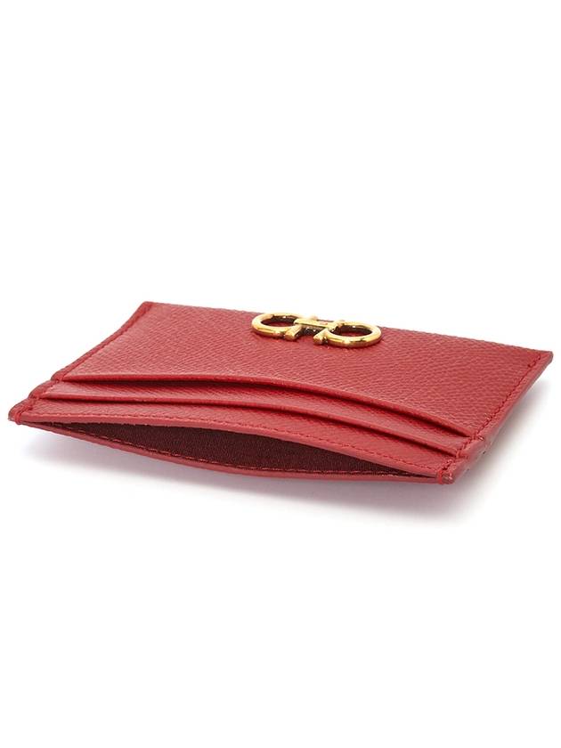 Gancini Card Wallet Lipstick Red - SALVATORE FERRAGAMO - BALAAN 5