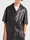 Triangle Logo Nappa Leather Short Sleeve Shirt Black - PRADA - BALAAN 2