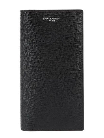 Continental Grain de Poudre Embossed Leather Wallet Black - SAINT LAURENT - BALAAN.