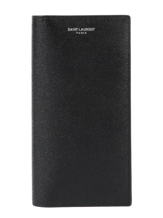 Continental Grain de Poudre Embossed Leather Wallet Black - SAINT LAURENT - BALAAN.