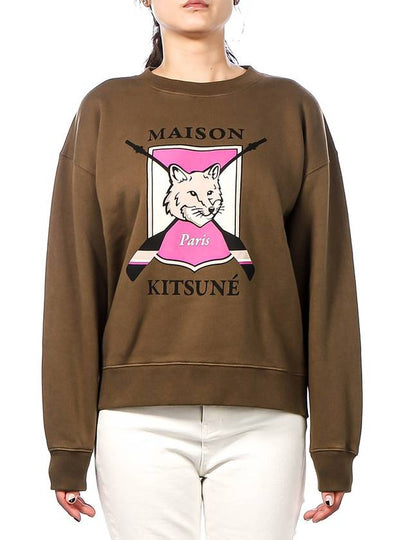 College Fox Print Sweatshirt Khaki - MAISON KITSUNE - BALAAN 2