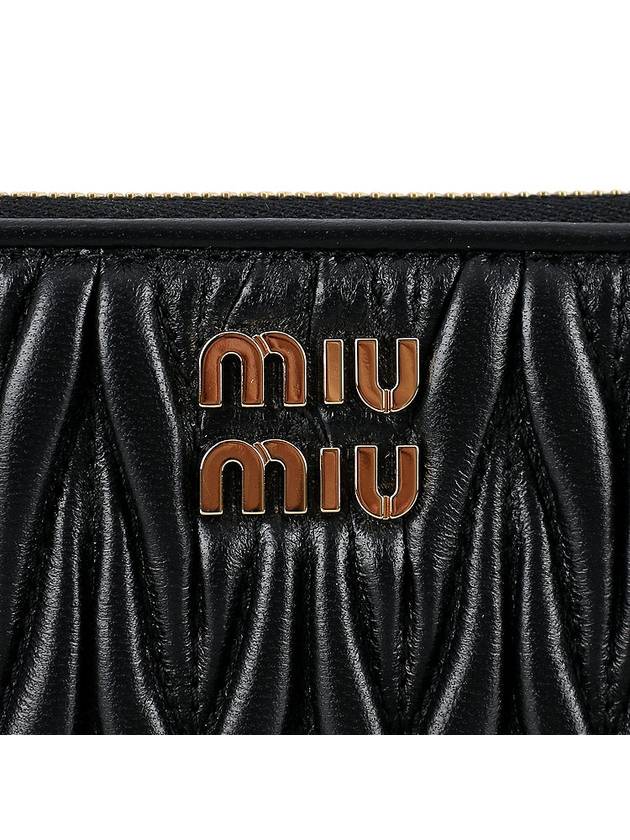 Matelasse Leather Envelope Card Wallet Black - MIU MIU - BALAAN 5