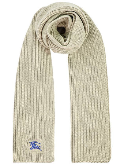 Embroidered Logo Rib Cashmere Scarf Green - BURBERRY - BALAAN 2