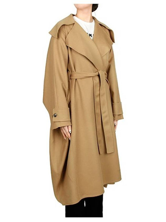 camel belted wool cashmere long coat S540Y01X34 3150 - LOEWE - BALAAN.