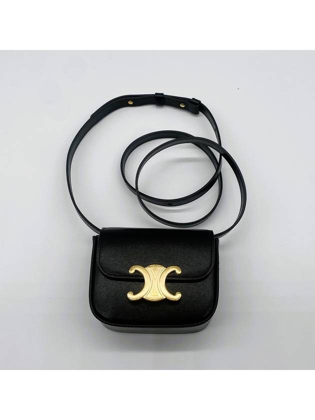 Triomphe Small Shiny Calfskin Cross Bag Black - CELINE - BALAAN 2