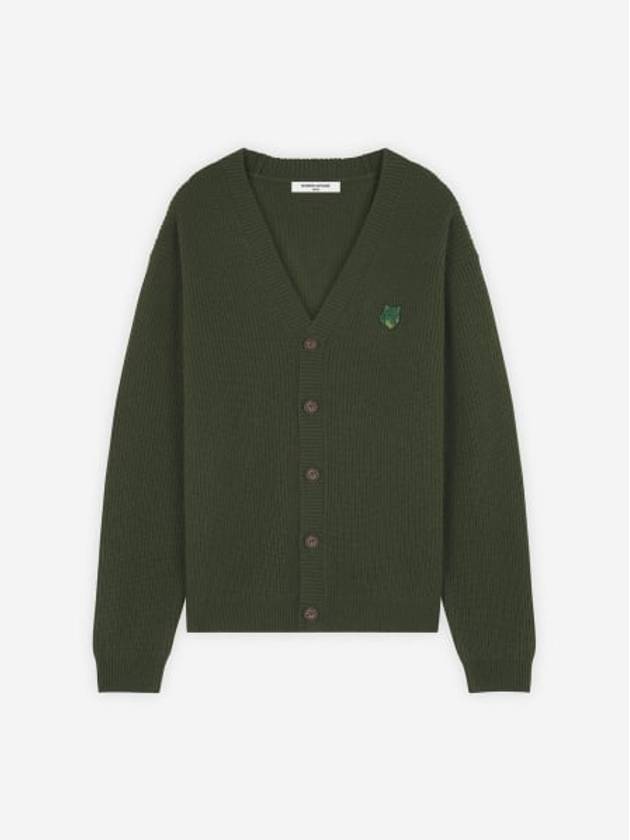 Bold Fox Head Patch Comfort Ribbed Cardigan Green - MAISON KITSUNE - BALAAN 2