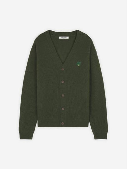 Bold Fox Head Patch Comfort Ribbed Cardigan Green - MAISON KITSUNE - BALAAN 2