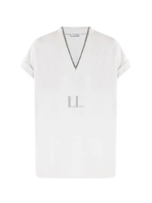 Monilli V-Neck Short Sleeve T-Shirt White - BRUNELLO CUCINELLI - BALAAN 2