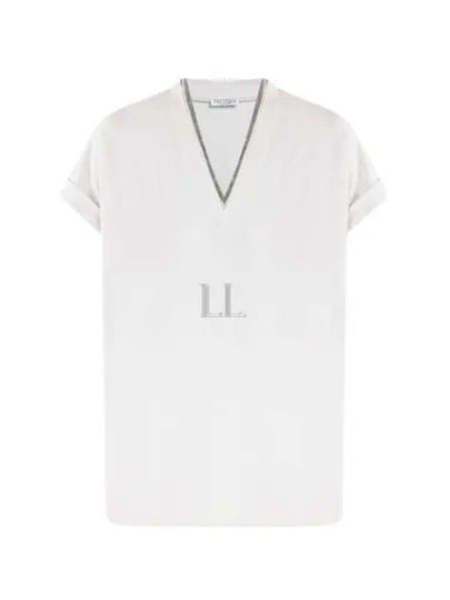 Monilli V-Neck Short Sleeve T-Shirt White - BRUNELLO CUCINELLI - BALAAN 2