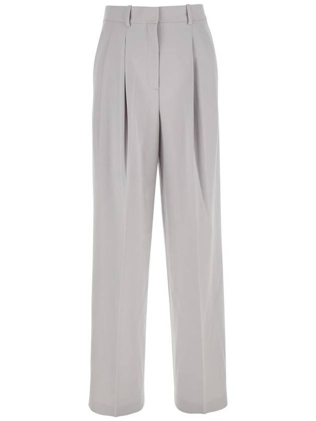 Metallic Pants With High Waist And Front Pences In Tech Fabric Woman - THEORY - BALAAN 1