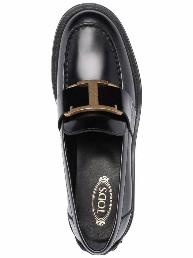 T Logo Leather Loafer Heels Black - TOD'S - BALAAN 4