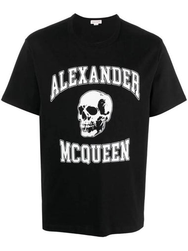 Skull Logo Print Short Sleeve T-shirt White Black - ALEXANDER MCQUEEN - BALAAN 1