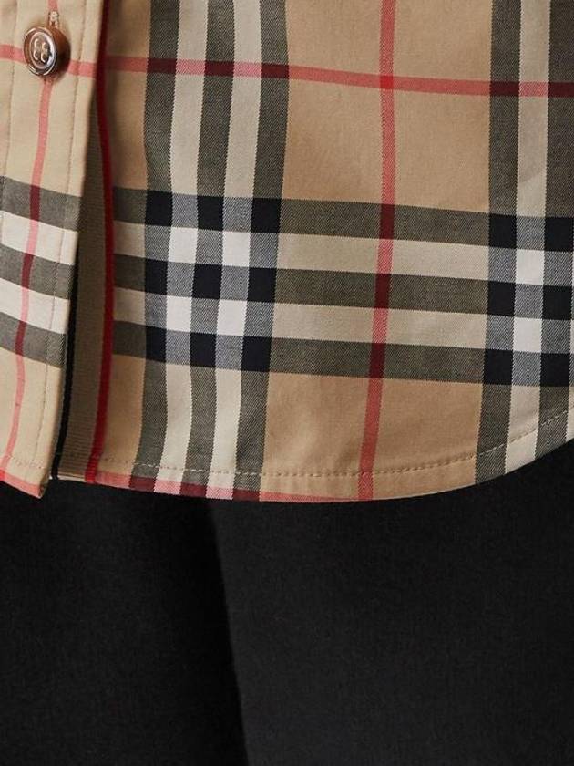 Button Down Collar Vintage Check Stretch Cotton Long Sleeve Shirt Beige - BURBERRY - BALAAN 6