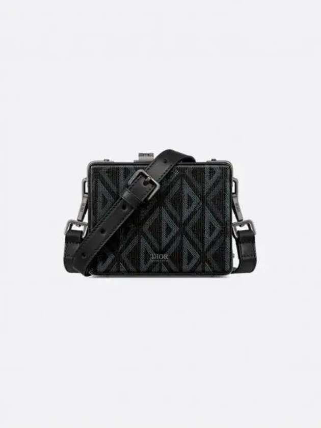 Lock Micro CD Diamond Canvas Leather Cross Bag Black - DIOR - BALAAN 2