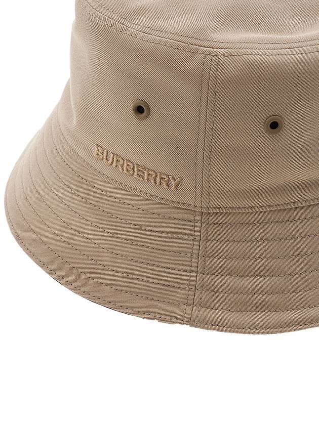 Embroidered Logo Cotton Gabardine Bucket Hat Honey - BURBERRY - BALAAN 7