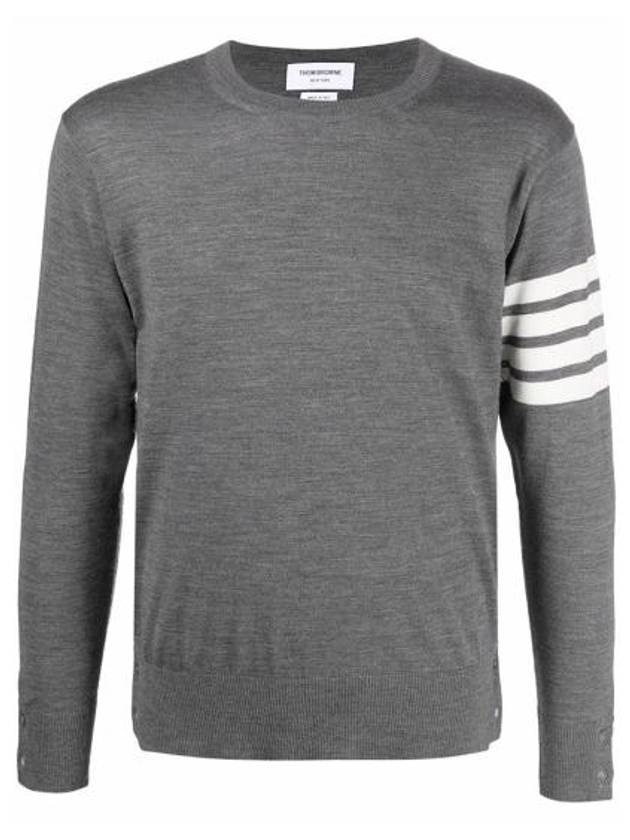 4 Bar Armband Classic Merino Wool Knit Top Light Grey - THOM BROWNE - BALAAN 2