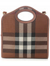 Mini Knit Check Leather Pocket Tote Bag Brown - BURBERRY - BALAAN 4