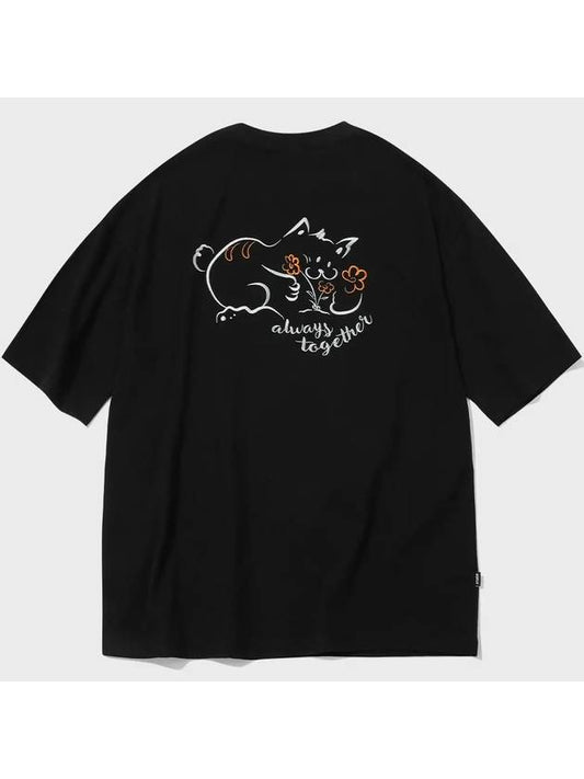 Always cat embroidery short sleeve t-shirt black - CPGN STUDIO - BALAAN 1