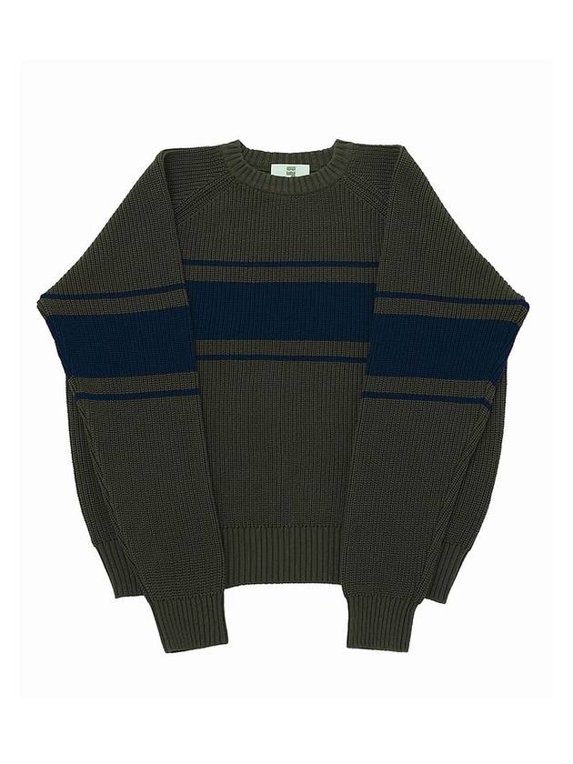 COLOR LINE 7G KNIT CREW NECK Khaki - A NOTHING - BALAAN 1