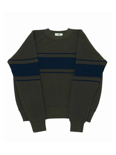 COLOR LINE 7G KNIT CREW NECK Khaki - A NOTHING - BALAAN 1