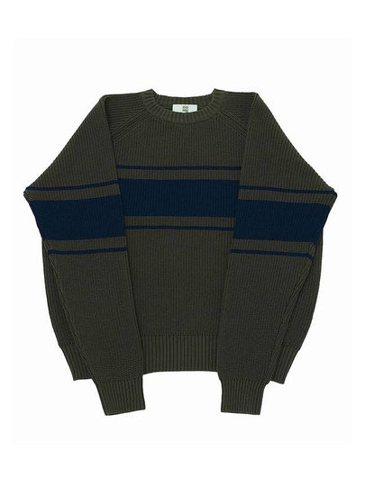 COLOR LINE 7G KNIT CREW NECK Khaki - A NOTHING - BALAAN 2