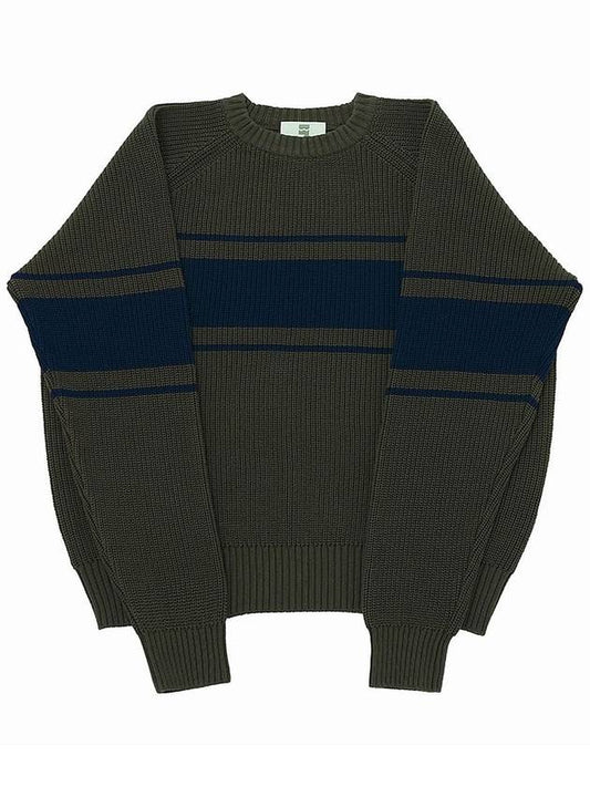 COLOR LINE 7G KNIT CREW NECK Khaki - A NOTHING - BALAAN 1