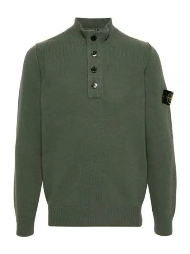 Wappen Patch Half Button Lambswool Knit Top Musk Green - STONE ISLAND - BALAAN 2