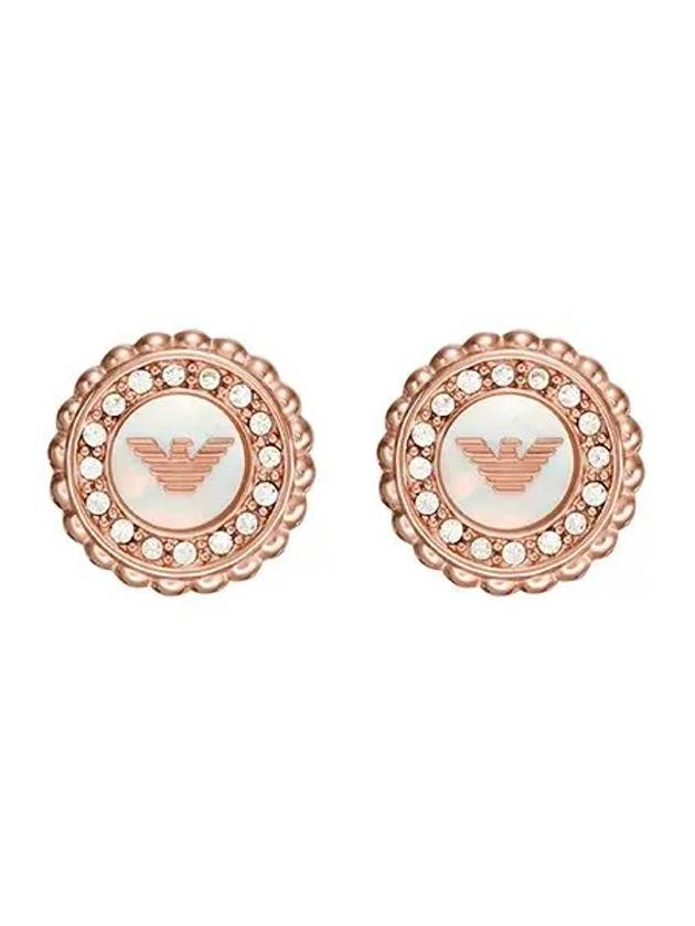 Mother Of Pearl Stud Earrings Rose Gold - EMPORIO ARMANI - BALAAN 1