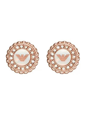 Mother Of Pearl Stud Earrings Rose Gold - EMPORIO ARMANI - BALAAN 1