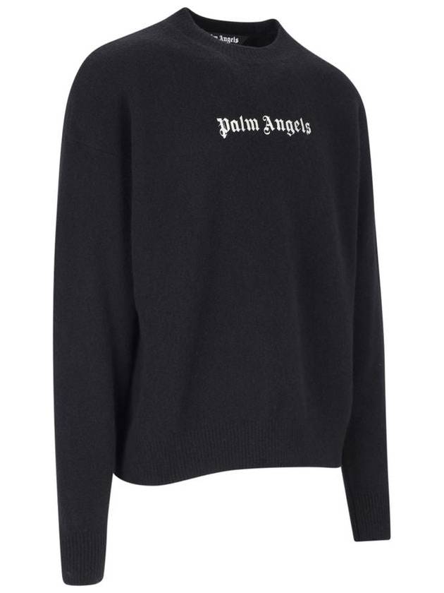 Embroidered Logo Knit Top Black - PALM ANGELS - BALAAN 3