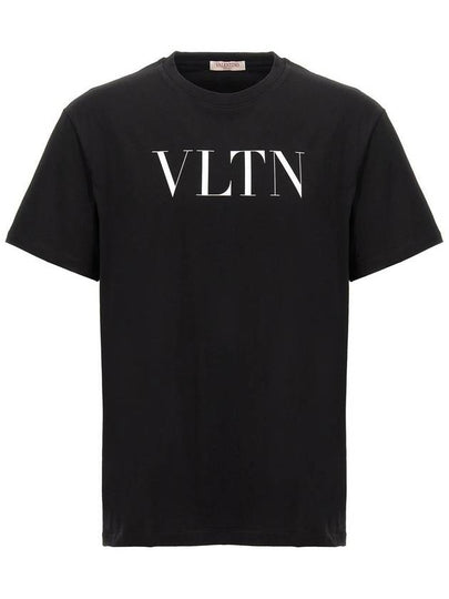 Crew Neck Logo Print Short Sleeve T-Shirt Black - VALENTINO - BALAAN 2