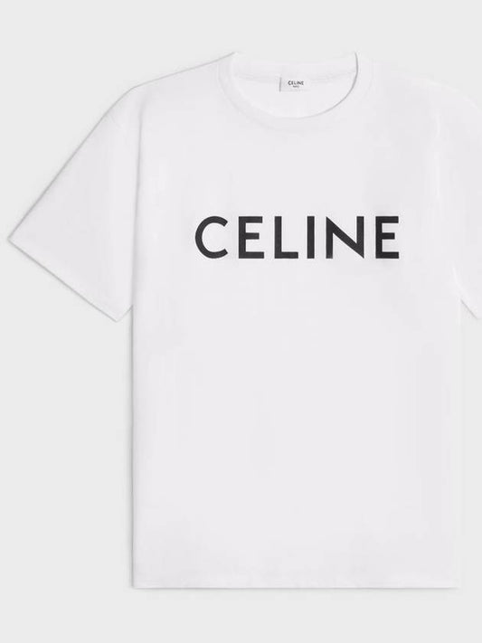 Logo Print Cotton Short Sleeve T-shirt White - CELINE - BALAAN 2