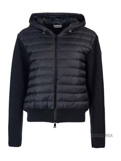 Padded Wool Cardigan Black - MONCLER - BALAAN 2