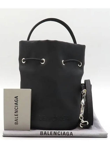 656682 Black Fabric Wheel Drawstring XS Bucket Tote Bag Shoulder Strap - BALENCIAGA - BALAAN 1