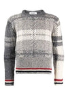 Tartan Check Jacquard Wool Mohair Knit Top Grey - THOM BROWNE - BALAAN 5