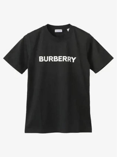 Logo Print Crew Neck Cotton Short Sleeve T-Shirt Black - BURBERRY - BALAAN 2