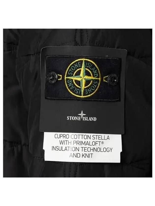 Wappen Patch Quilted Cupro Cotton Zip Up Hoodie Black - STONE ISLAND - BALAAN 5