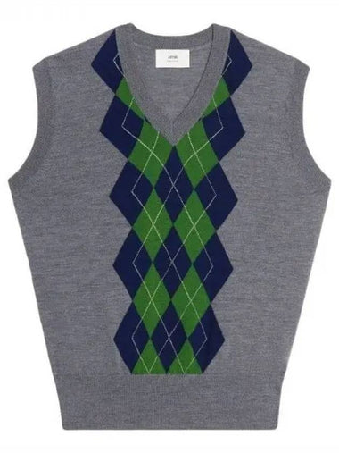 Ami argyle jacquard knit vest - AMI - BALAAN 1