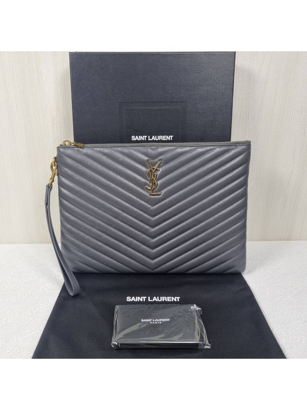 Monogram Matelasse Clutch Gray - SAINT LAURENT - BALAAN 9