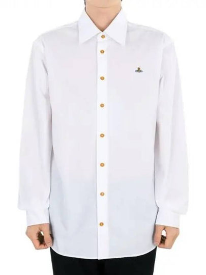 Men's Embroidered ORB Long Sleeve Shirt White - VIVIENNE WESTWOOD - BALAAN 2