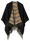 Check Reversible Wool Cape Black - BURBERRY - BALAAN 3