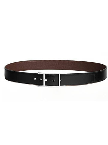 Quentin silver reversible belt black brown - HERMES - BALAAN 1