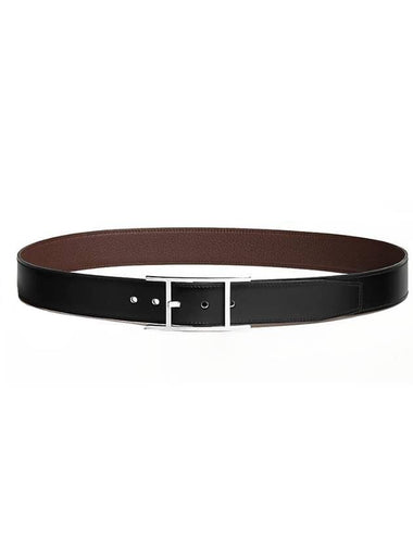 Quentin Silver Reversible Belt Black Brown - HERMES - BALAAN 1