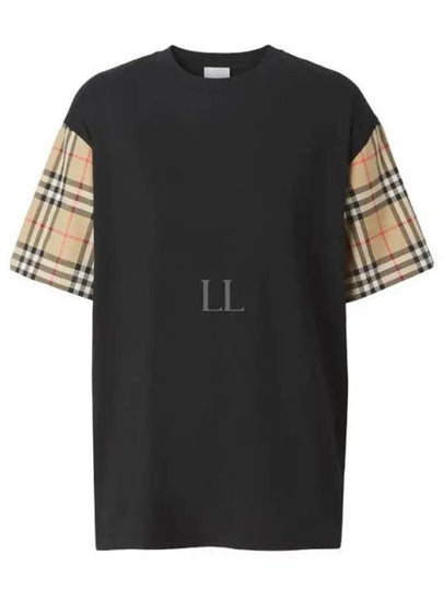 Vintage Check Sleeve Cotton Oversized T-shirt Black - BURBERRY - BALAAN 2