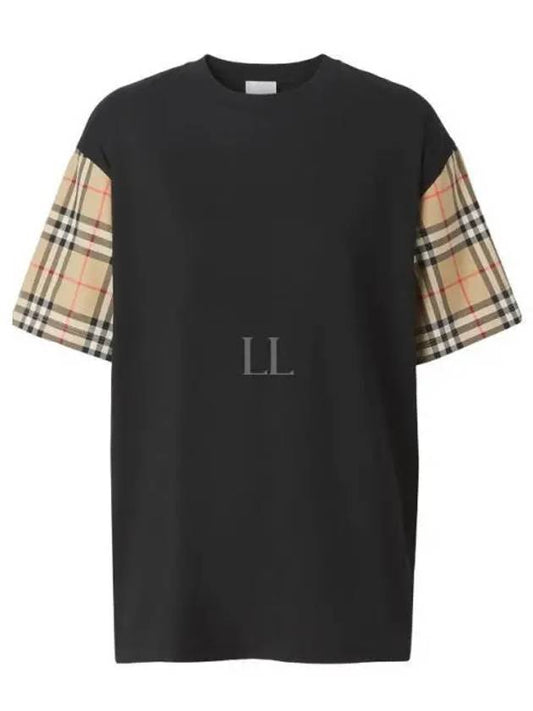 Vintage Check Sleeve Cotton Oversized T-shirt Black - BURBERRY - BALAAN 2