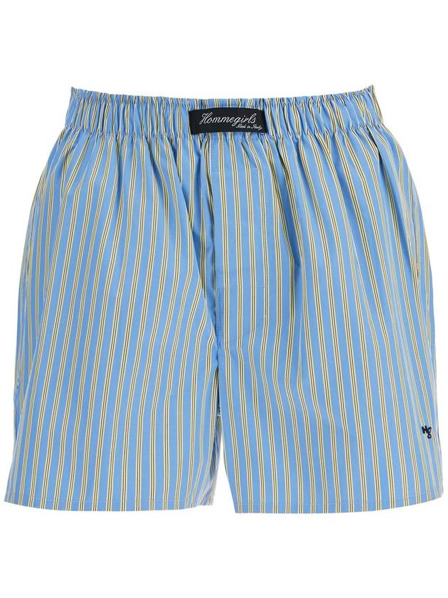 blue cotton boxer shorts with vertical yellow stripes - HOMMEGIRLS - BALAAN 1