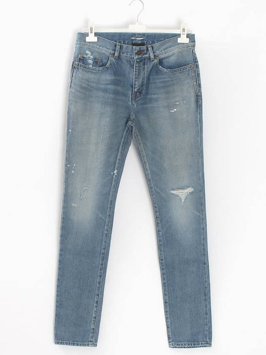 Washing This Slim Fit Denim Jeans Blue - SAINT LAURENT - BALAAN 2