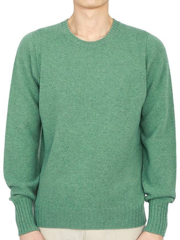 Crew Neck Lambswool Knit Top Green - DRUMOHR - BALAAN 1